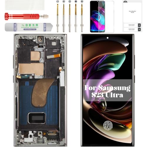 OLED for Samsung S23 Ultra 5g Screen Replacement for Samsung Galaxy S23 Ultra LCD for Samsung S23 Ultra 5g Display Touch Digitizer Screen Assembly Replacement with Frame Black (US Version)