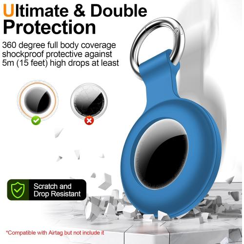 4Pack,Compatible with Airtag Holder Case with Keychain IPX8 Waterproof,Shockproof GPS Tag Tracker Cover [Anti-Scratch] [PC Silicone] for Item Finders Case for Pets,Kids,Luggages-Black/Blue/Green/Red