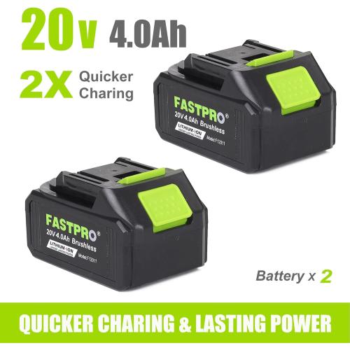 FASTPRO 12 Cordless Chainsaw, 20V 4.0Ah Brushless Chain Saw Kit with 2 Batteries and 2 Saw Chains, For Wood Cutting & Tree Trimming