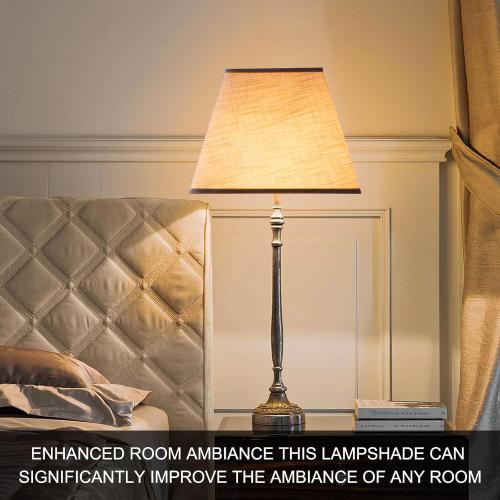 White Lamp Shades Set of 2, 8''x8''Top, 13''x13''Bottom 10'' Height, Square Lampshades Replacement Lamp Shades Natural Linen Hand Crafted for Table Lamps Floor Lamps Pendent Light, Assembly Required