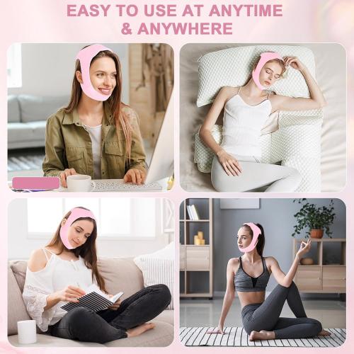 Anti Snoring Chin Strap for CPAP Users,V-Line Mask/Chin Strap for Sleeping,Chin Strap for Women,Reusable Face Strap,Chin Up Patch,V-Shaped Belt,Shaped Face Mask for Sagging (Pink)