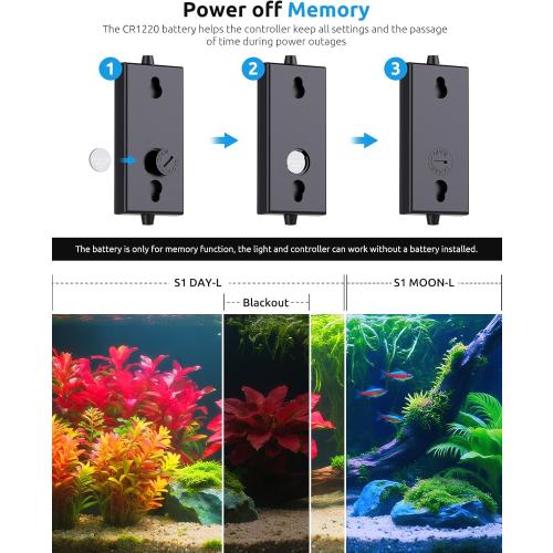 SEAOURA Aquarium LED Light with Thermometer, 48-54in Full Spectrum Lights for Fish Tank, 24/7 Programmable with Power Off Memory, WRGB Custom, 20 Level Dimmable Brightness for Freshwater Aquariums