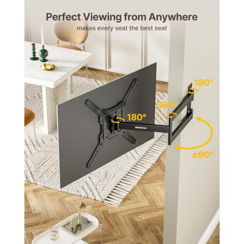 Size 23-65 InchmonTEK Long Arm TV Wall Mount for Most 23-65 Inch TVs, 29 Inch Long Extension TV Mount Swivel and Tilt, Full Motion Wall Mount Tv Bracket Fit Max VESA 400 x 400mm, Up to 77 lbs