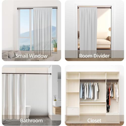 Mcrbeay Shower Curtain Rod, 1 Diameter Heavy Duty Tension Shower Rod | Adjustable 28-74 inch, Non Slip No Drill Spring Loaded Curtain Rod For Bathroom, Shower Stall, No Rust, Bronze
