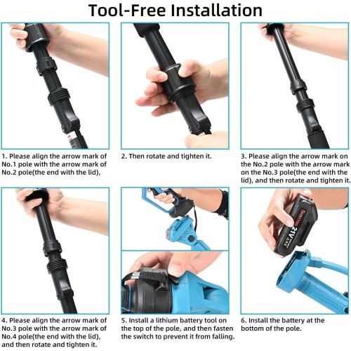 Only Extendable Pole Saw, Extension Pole Rotatable Pole 14ft Max Reach With Shoulder Strap,Tool-Free Installation Compatible 21v Shintyool Battery,For High Altitude Operations(No Chainsaw And Battery)
