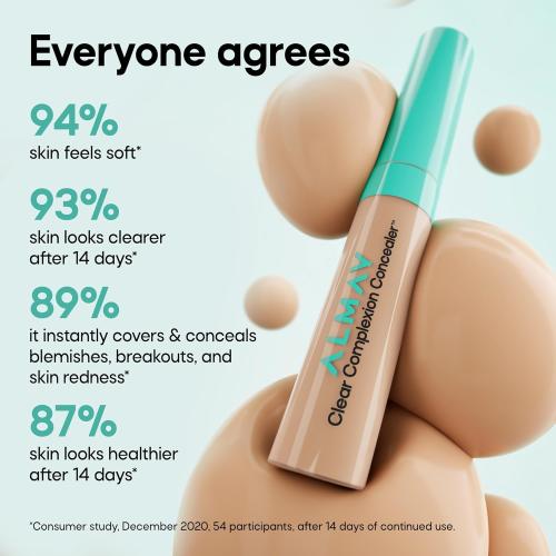 Almay Clear Complexion Concealer, 400, 0.3 fl oz | Full-coverage concealer treats acne and visibly evens skin tone over time. Instantly conceals breakouts. For acne-prone skin.