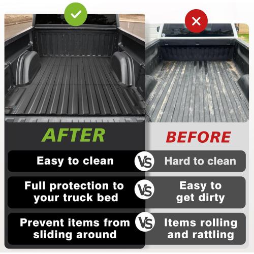 TripleAliners Truck Bed Mat Compatible with 2007-2019 Chevy Silverado/GMC Sierra 1500 2500 3500HD LD Limited Accessories 6.6FT Bed Perfectly Flush All Weather Protection TPE HeavyDuty Pickup Mat