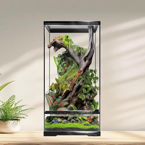 Size 12x12x24 15 Gallon Tall Reptile Glass Tank 12x12x24 with Drainage System - Pre-Assembled Vertical Reptile Cage for Arboreal Geckos,Chameleon,Lizard,Tree Frog and Snake with Terrarium Decoration