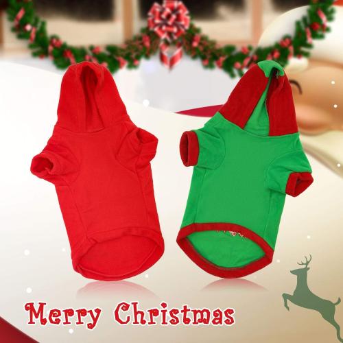 HYLYUN Puppy Christmas Outfit 2 Packs - Small Dog Christmas Outfits Pet Santa Claus Suit Dog Hoodies for Small Dogs and Cats L