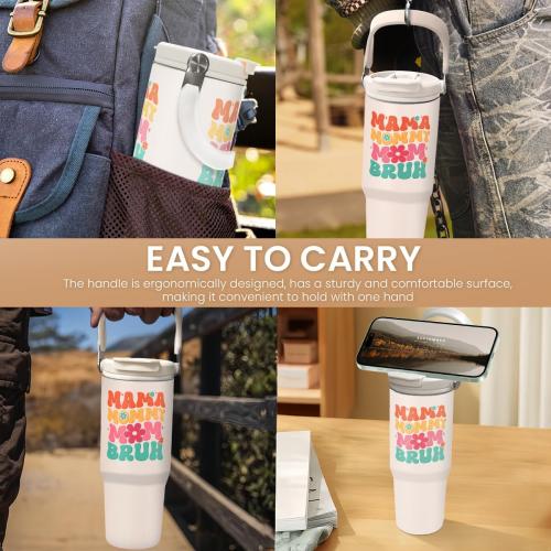 SANDJEST Funny Mom Tumbler 30oz, Mama Bruh Stainless Steel Insulated Coffee Travel Mug with Handle & Flip Straw Lid, Mom Gifts for Christmas Birthday Mothers Day Valentines