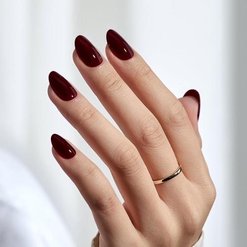 BTArtbox Press On Nails Short - Dark Red Press on Nails, Short Oval Fake Nails with Nail Glue, Fit Perfectly & Natural Reusable Stick on Nails in 16 Sizes Soft Gel Nail Kit, Coffee Bean