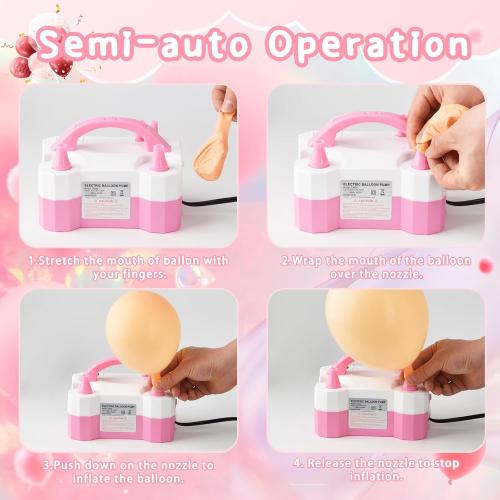 Electric Balloon Pump, Portable Electric Balloon Blower Machine Balloon Air Pump Dual Nozzle 110V 600W Balloon Inflator for Party Decorations