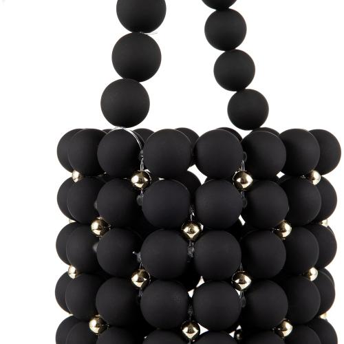 COLOR RED YUSHINY Women Beaded Bucket Matte-finish Evening Bags with Detachable Chain for Wedding Party