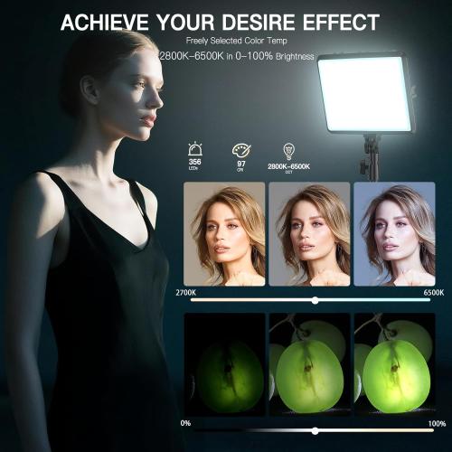 2-Pack LED Video Light Kit, NiceVeedi Studio Light, 2800-6500K Dimmable Photography Lighting Kit with Tripod Stand&Phone Holder, 73 Stream Light for Video Recording, Game Streaming, YouTube