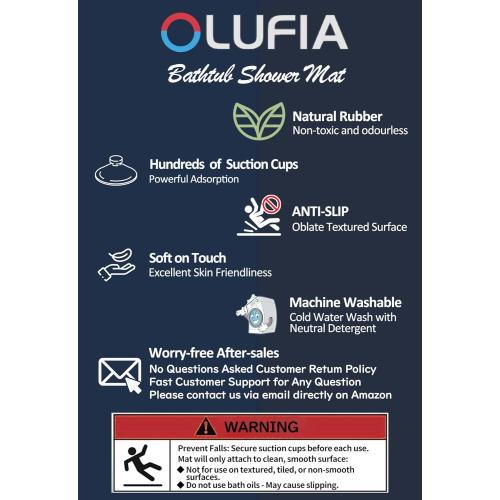 Non Slip Bathtub Mat | Real Rubber Bath Mat for Tub and Shower, Shower Mat for Daily Safety, Pet Dog Mat, Soft No-Slip Bath Mat | Nonskid Bathroom Tub Mat, 16” x 28”（White）