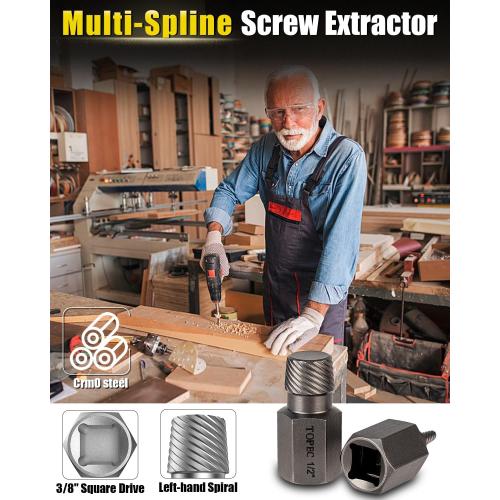 Topec 36Pcs Screw & Bolt Extractor Kit, 3-in-1 Easy Out Screw Extractor Set, 3/8 Drive Broken Bolt Extractor Socket Set, for Damaged, Rounded, Stripped Screw Removal