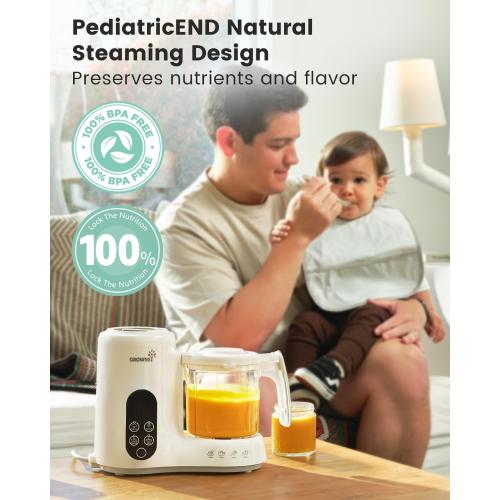 GROWNSY Baby Food Maker with Steam Basket, One Step Baby Food Processor Steamer Puree Blender Grinder Mills Machine, Auto Cooking Grinding and Sterili-zing for Healthy Homemade Baby Food, BPA-Free
