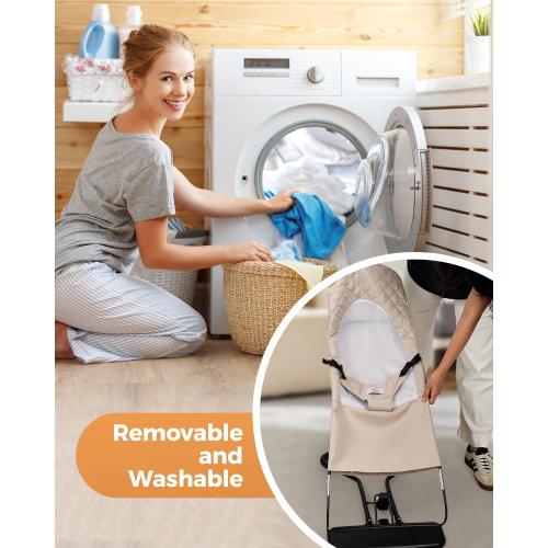 Bouncer Seat for Babies 0-12 Months, Baby Bouncer forBreathable and Comfortable Cushion, Three HeightAdjustments, Baby Rocker Portable Folding andDetachable, Ergonomic Baby Seat