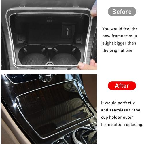 TTCR-II Compatible with Mercedes C Class W205 Cup Holder Trim 2015-2021