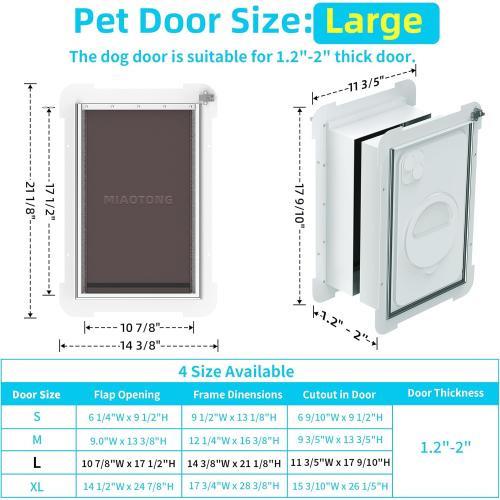 White 3-Flap Steel Large Dog Door for Exterior Doors with Sliding Lock Panel, Energy-Efficient Insulated Pet Door, Extreme Weather Doggy Door with Telescoping Tunnel, Never Rust(Pets Up to 100 Lb)