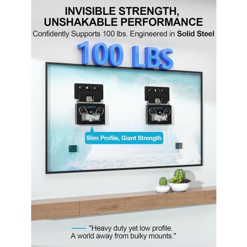 Ultra Slim TV Wall Mount Compatible with 14-80 Flat & Frame TVs Only, 0.3 Micro-Gap Low Profile TV Mount, Minimalist Look, Blends Any Interior, Hold up to 100Lbs