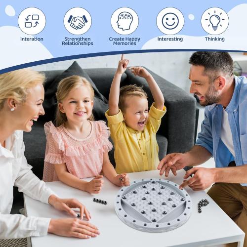 2 in 1 Board Games, Magnetic Chess & Rope Untangling Puzzle Game, Travel, Family Games for Kids and Adults, 40 Pcs Stones, Brainy Knots, Multi-Challenges for Age 8 , Educational Strategy, 2-4 Players