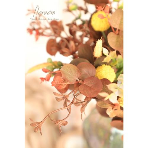 Set of 62 Floroom Artificial Greenery Stems Box Set, 62pcs with 7 Kinds of Faux Greenery Flowers Picks for DIY Bridal Bouquets Wedding Floral Arrangement Table Centerpieces, Terracotta & Amber