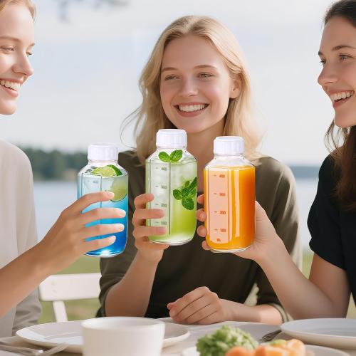 6 Pack 16oz Glass Juice Bottles with Lids, Reusable Milk Containers, Glass Drinking Jars for Juice, Bubble Tea, Smoothie, Tea, Kombucha
