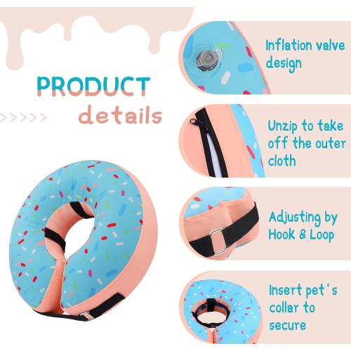 Supet Inflatable Dog Cone Collar Alternative After Surgery, Doggie Neck Donut Collar Recovery E Collar, Soft Dog Cone for Small Medium Large Dogs