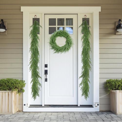 XmasExp Norfolk Pine Garland 9FT Real Touch Realistic Artificial Christmas Garland Decorations for Mantle Windows Indoor Outdoor