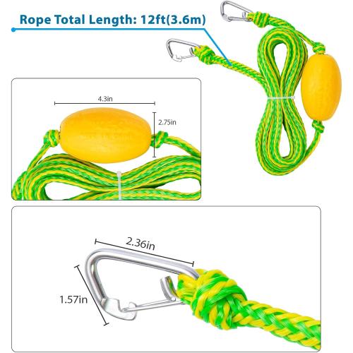 Floating Kayak Tow Rope with Clips – Quick Connect Rescue Line for Kayaks, Jet Ski Anchor Rope – Towing Rope for Tying Kayaks Together, Kayak Accessories, 12FT