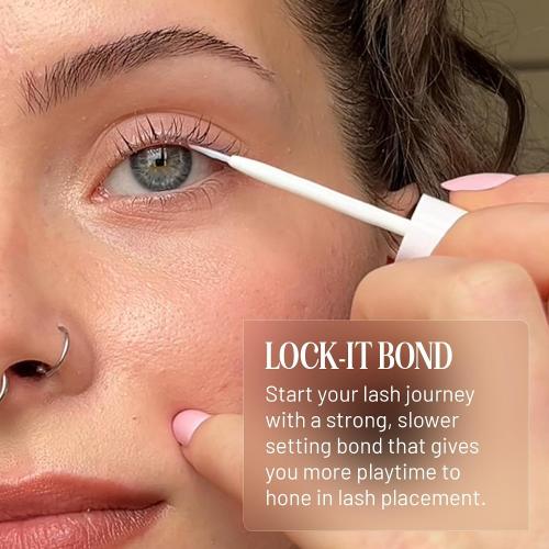 Lilac St - Lock-It-Bond (Black) - Beginner Lash Cluster Glue - Brush Tip Applicator - Strong Hold & Easy Removal - Waterproof - Sensitive Eyes Safe - Cruelty Free, Vegan, Women Founded - 0.16 fl oz