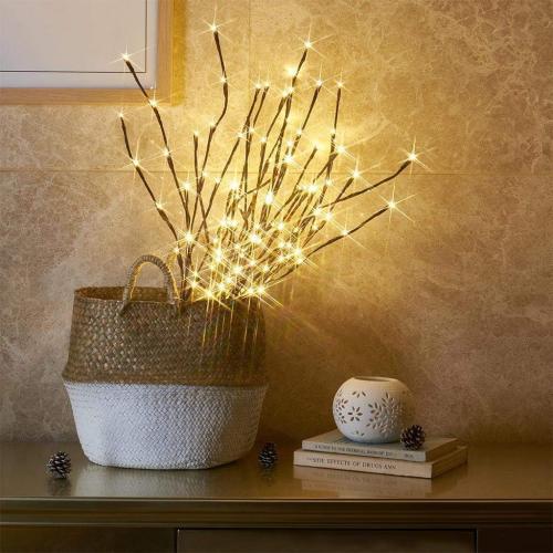 Vanthylit Set of 2 3PK 30 Brown Lighted Twig Stakes 120 Warm White Pathway Light for Outdoor and Indoor (Vase Excluded)