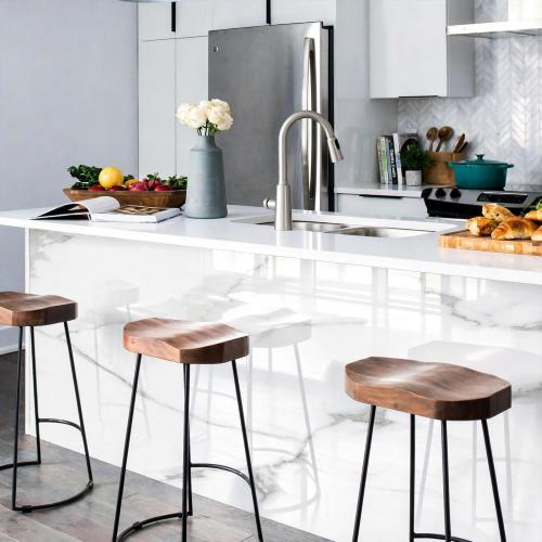 Marble Peel and Stick Waterproof Wall Paneling, Carrara White Glossy Finish Self-Adhesive Backsplash Tile Vinyl Wall Panel for Kitchen Bathroom Wall Decor,