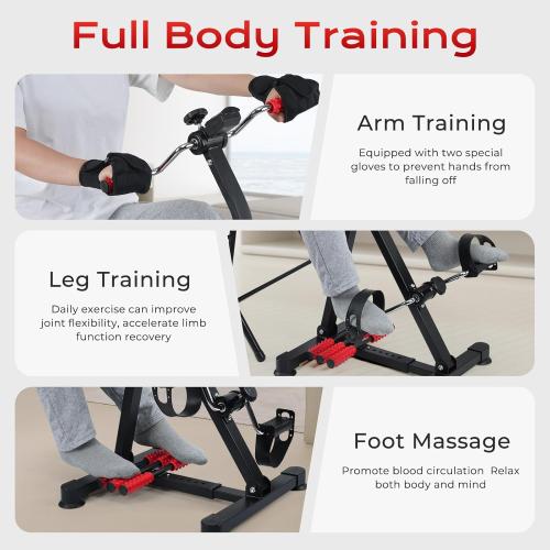 Adjustable Pedal Exerciser Bike for Seniors - Hand Arm Leg and Knee Therapy, Stroke Recovery, Portable Fitness Equipment for Total Body Workout - Great Gift for Elderly Rehab