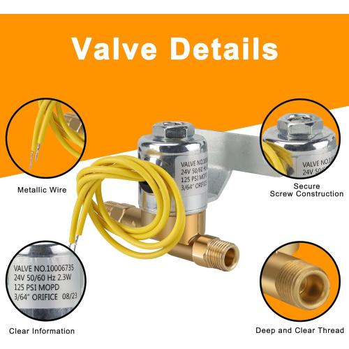 4040 Humidifier Solenoid Replacement Water Valve A2012-S118 for Aprilaire Whole House Model 400, 550, 558, 600M, 600, 700, 700M, 768, 760A Replaces B2035-S2 B2035-S5 B2035-S54-24V 2.3W 60 HZ, Yellow