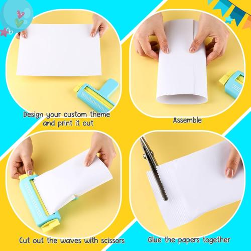 Paper Crimper, Double Sided Tape, Glossy Thin Inkjet Paper 100 Sheets, Glossy Photo Paper 8.25 x 11.6 Inches for Chip Bags Crafting for Inkjet Printer, Dye Ink 115gsm(Blue)