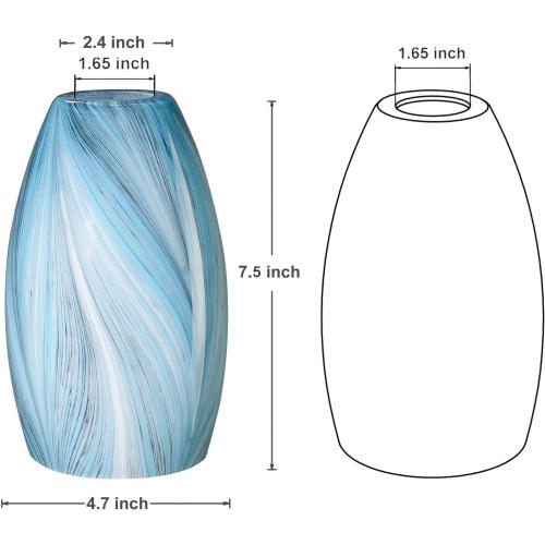 Oval Glass Pendant Lamp Shade Only Art Glass Light Covers for Kitchen Island Pendant Light Fixtures Replacement Shade for Mini Pendant Light (Light blue silk)