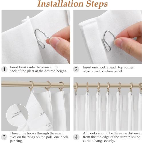 White Pinch Pleated Linen Curtains 96 Inches Long 2 Panels for Living Room Bedroom Cotton Light Filtering Semi Sheer 96 Inch Curtains Ceiling Floor Off White Pinch Pleat Drape with Hooks for Track