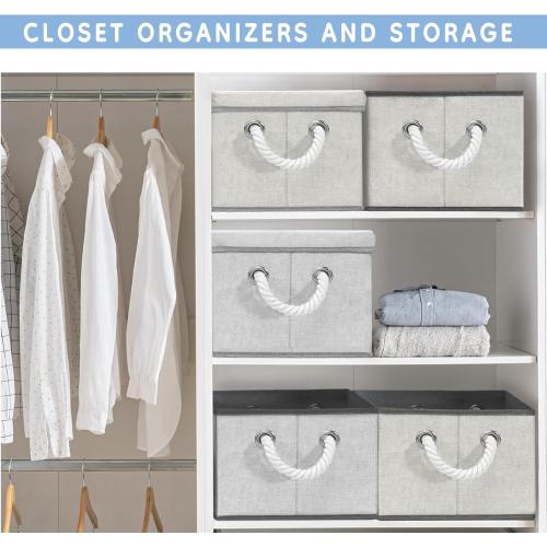 Extra Large Fabric Storage Bins for Shelves with Handles 3 Pack | Storage Baskets for Shelves and Closet Organizers | Folding Rectangle Storage Bins for Cloth and Magazine,Beige,16.5Wx12.5Dx10H