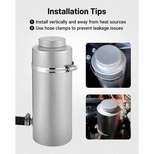 EVIL ENERGY Coolant Overflow Tank, Radiator Overflow Bottle 800ml Universal Aluminum Silver