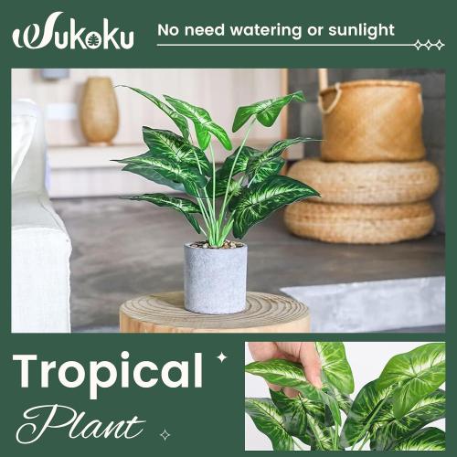 16 Small Fake Plants Artificial Tropical Faux Plants Indoor Desk Plant for Home Office Kitchen Shelf Sage Green Decor