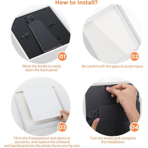 2pcs Shadow Box Frame, 9x9 3D Picture Frame with Cream-Colored Mat for 5x5 Photos, Shadowbox Display Cases with Real Transparent Glass - White/ 1.2 Inch Depth