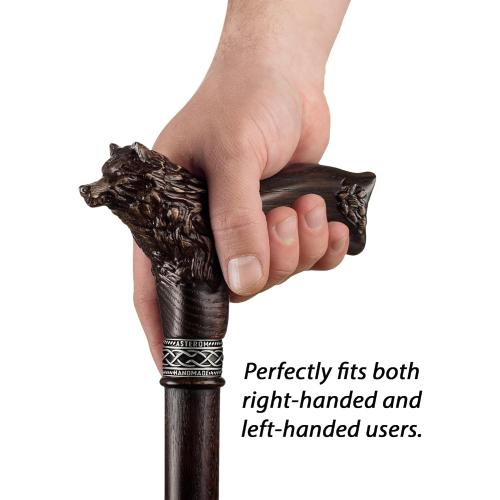 Asterom Walking Cane - Handmade Wolf Cane - Cool Walking Canes for Men and Women - Wooden, Carved, Unique - Walking Sticks for Men & Seniors