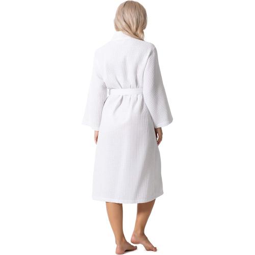 Turkish Linen Waffle Knit Lightweight Kimono Spa & Bath Robes for Women - Quick Dry - Soft size small & medium white