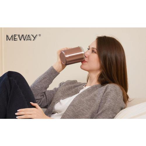 MEWAY 12oz Coffee Mug With Handle 8 Pack Bulk,Stainless Steel Insulated Travel Tumblers With Sliding Lid,Double Wall Vacuum Camping Cup for Hot & Cold Drinks Tea (Rose Gold,Set of 8)