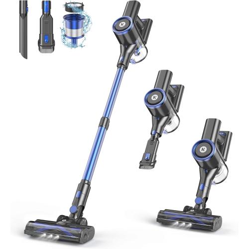 NADALY Cordless Vacuum Cleaner, Stick Vacuum with 3 Powerful Suction Modes, Max 45 Mins Runtime, Anti-Tangle Vacuum Cleaner for Home, 8-in-1 Rechargeable Vacuum for Carpet, Pet Hair, Hard Floors