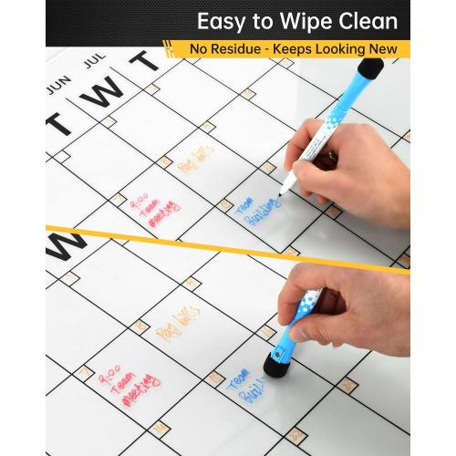 Acrylic Wall Calendar with Dry Erase Surface | 28x20 Clear Monthly Planning Board | Includes 8 Color Markers, Eraser, Multi-Color Standoff Screws, and Installation Kit | Perfect for Home & Office