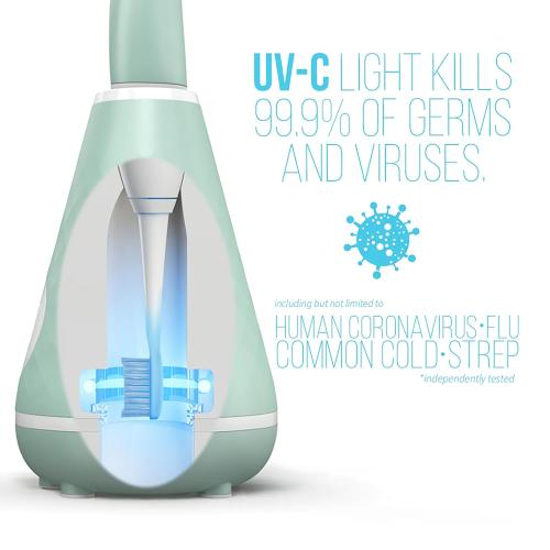 TAO Clean UV Sanitizing Sonic Toothbrush and Cleaning Station, Electric Toothbrush, Dual Speed Setting, Seaglass Green