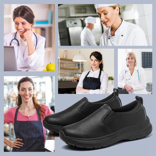 Non Slip Shoes for Women Food Service Black for Restaurant Crews Working Hospitals Comfortable and Wear-Resistant 10.5